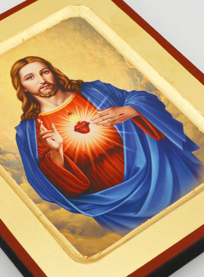 Icône Religieuse du Sacré Coeur de Jésus - 18cm (pic 3)