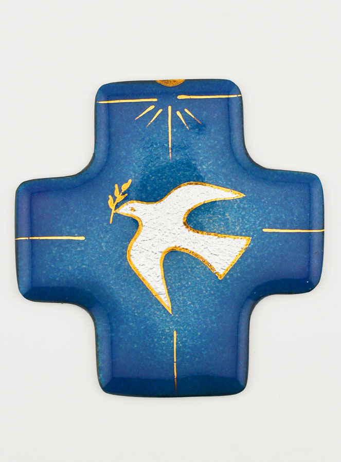 Croix Colombe du Saint Esprit en Emaux du Liban - 8cm (pic 1)