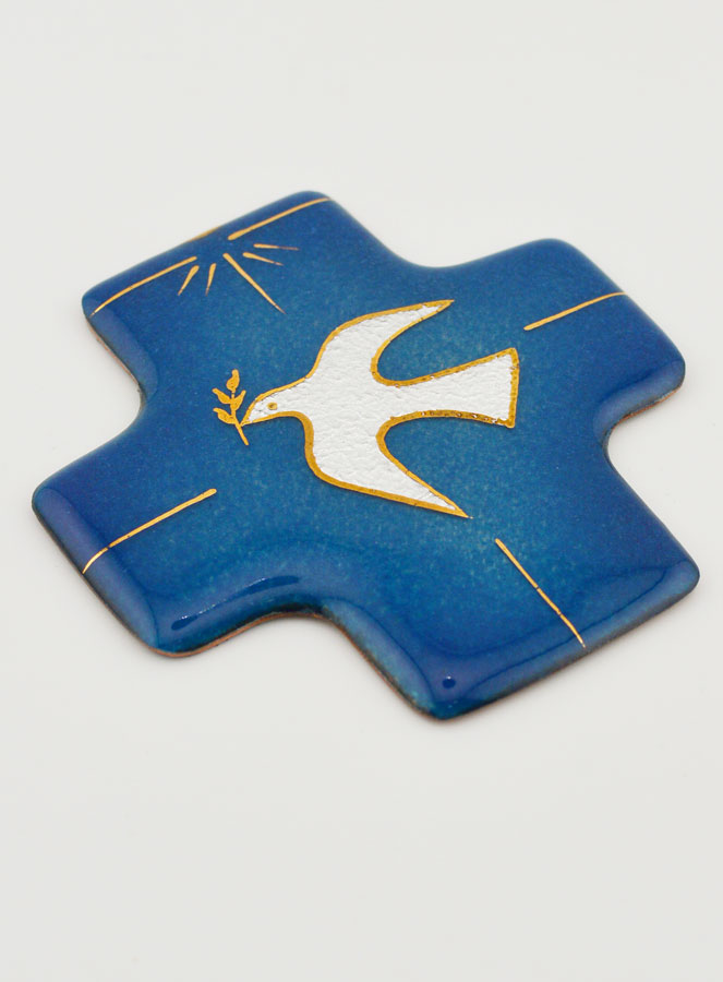 Croix Colombe du Saint Esprit en Emaux du Liban - 8cm (pic 3)