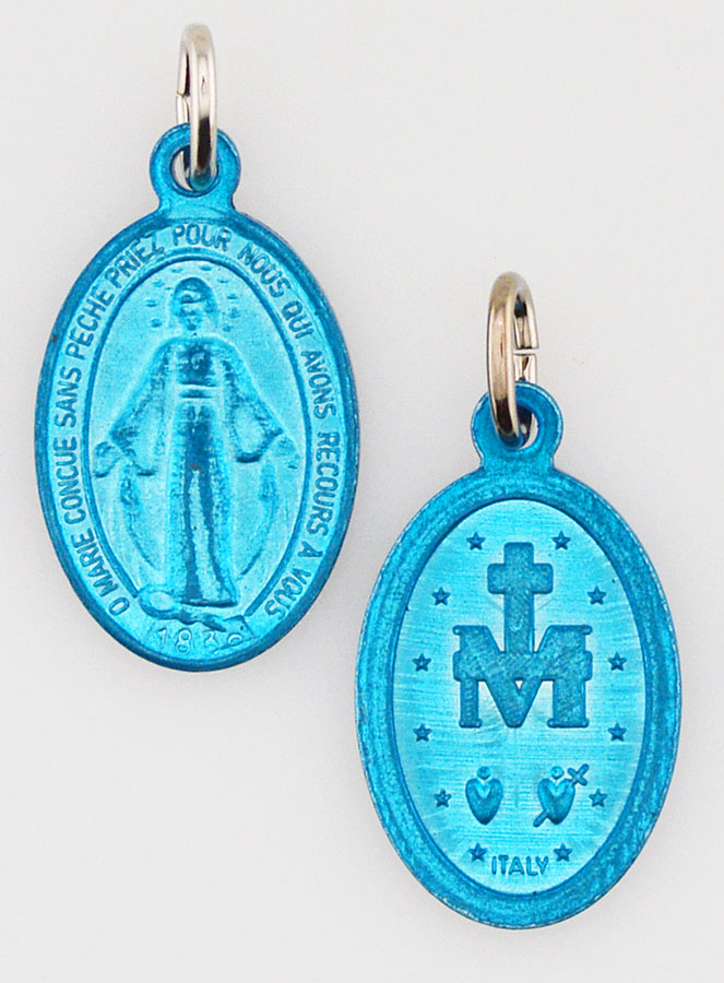 Médaille Miraculeuse Bleue 18mm - Prière en Français (pic 1)