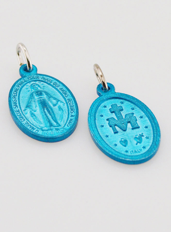 Médaille Miraculeuse Bleue 18mm - Prière en Français (pic 2)