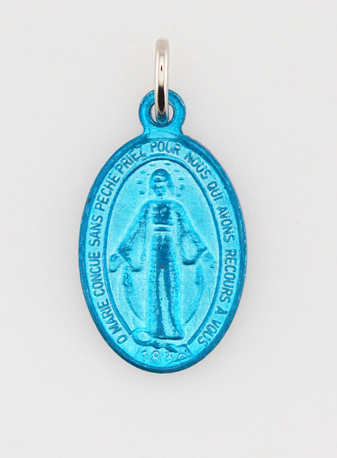 Médaille Miraculeuse Bleue 18mm - Prière en Français (pic 3)