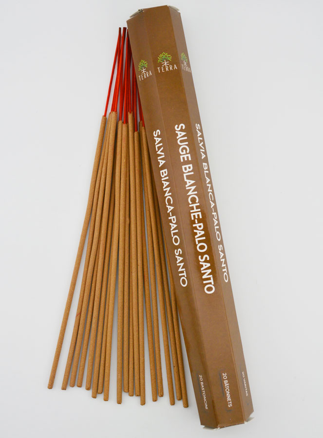 Encens en Bâtonnets Sauge Blanche & Palo Santo 20g - Sans Charbon (pic 1)