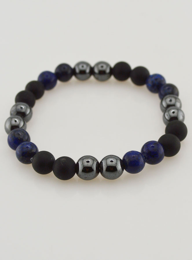 Bracelet en Pierres Naturelles - Lapis Lazuli, Hématite & Onyx Mat (pic 2)