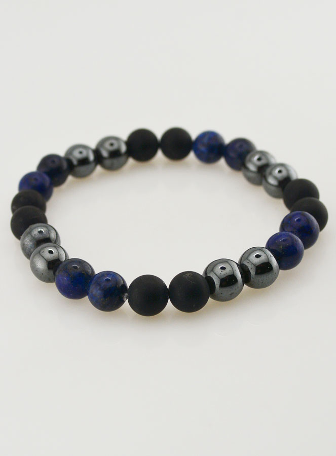 Bracelet en Pierres Naturelles - Lapis Lazuli, Hématite & Onyx Mat (pic 3)
