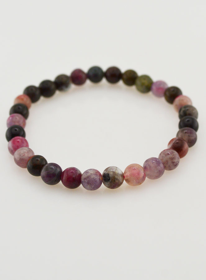 Bracelet en Pierre Naturelle de Tourmaline Multicolore AA - 6mm (pic 2)