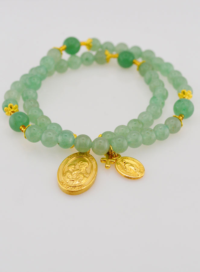 Chapelet en Pierres d'Aventurine - Saint Joseph & Miraculeuse (pic 2)