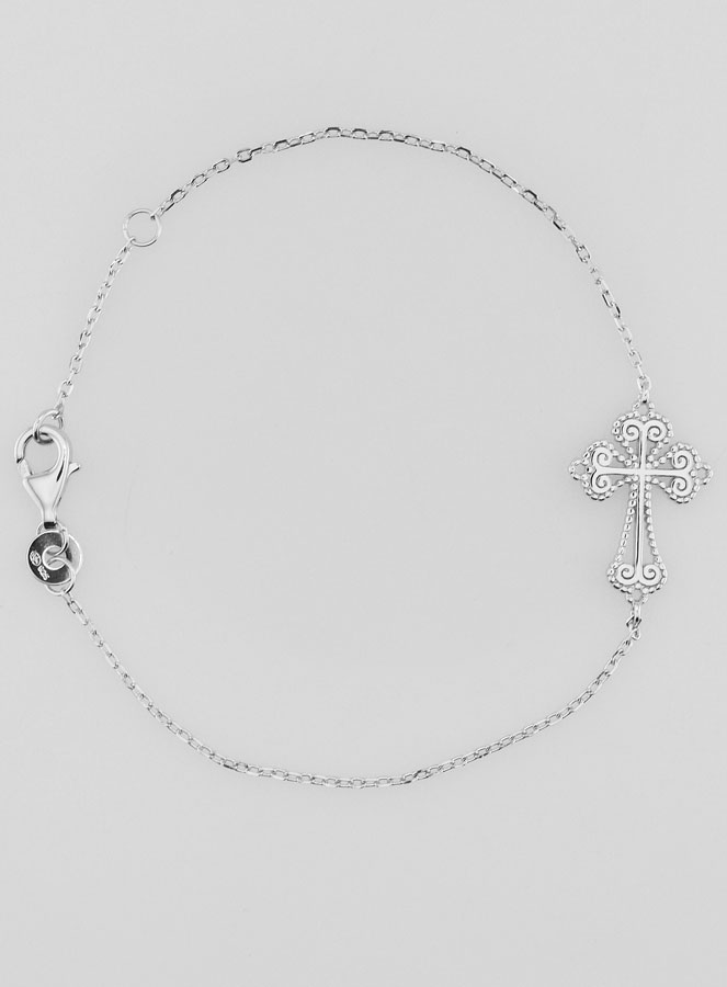 Bracelet Religieux en Argent 925/1000 - Croix Baroque (pic 1)