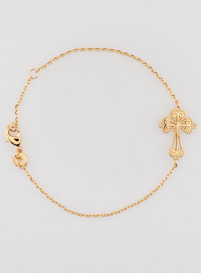 Bracelet Religieux en Plaqué Or - Croix Baroque (pic 1)