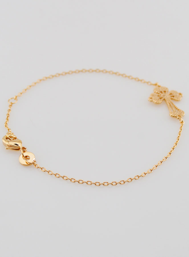 Bracelet Religieux en Plaqué Or - Croix Baroque (pic 4)