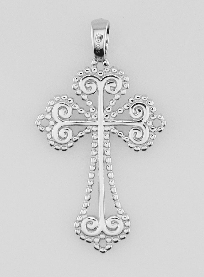 Pendentif Croix Baroque en Argent - 26mm (pic 1)