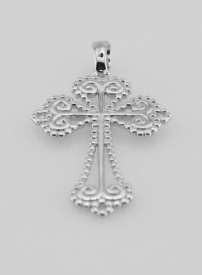 Pendentif Croix Baroque en Argent - 26mm (pic 2)