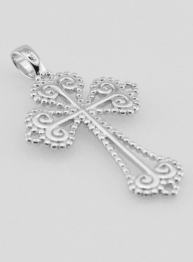 Pendentif Croix Baroque en Argent - 26mm (pic 3)