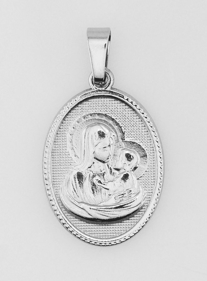 Médaille Vierge à l'Enfant en Acier Inoxydable - 21mm (pic 3)