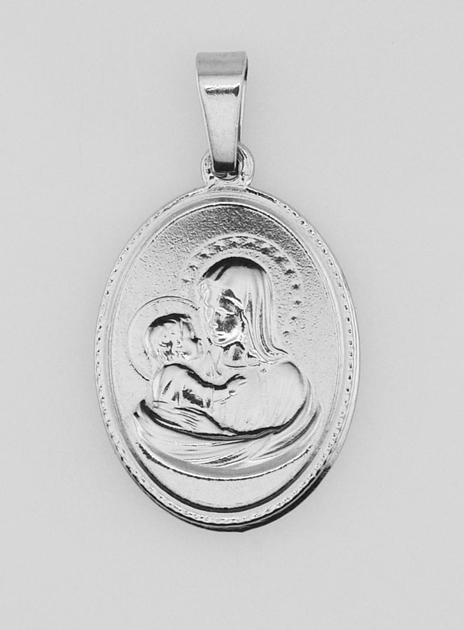 Médaille Vierge à l'Enfant en Acier Inoxydable - 21mm (pic 4)