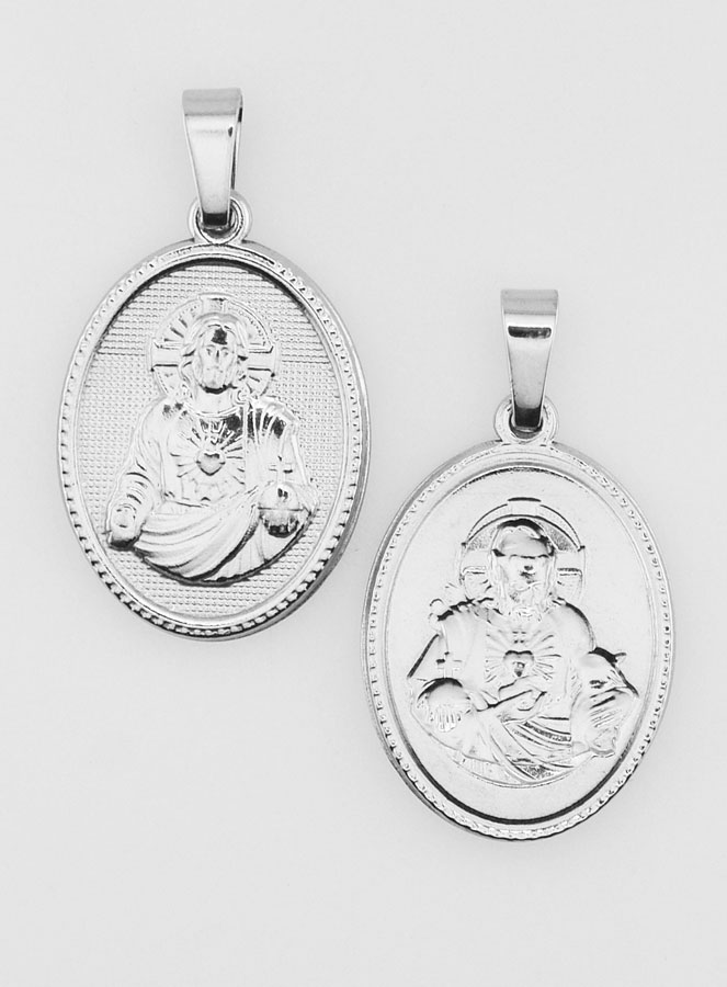 Médaille Sacré Coeur de Jésus en Acier Inoxydable - 21mm (pic 1)