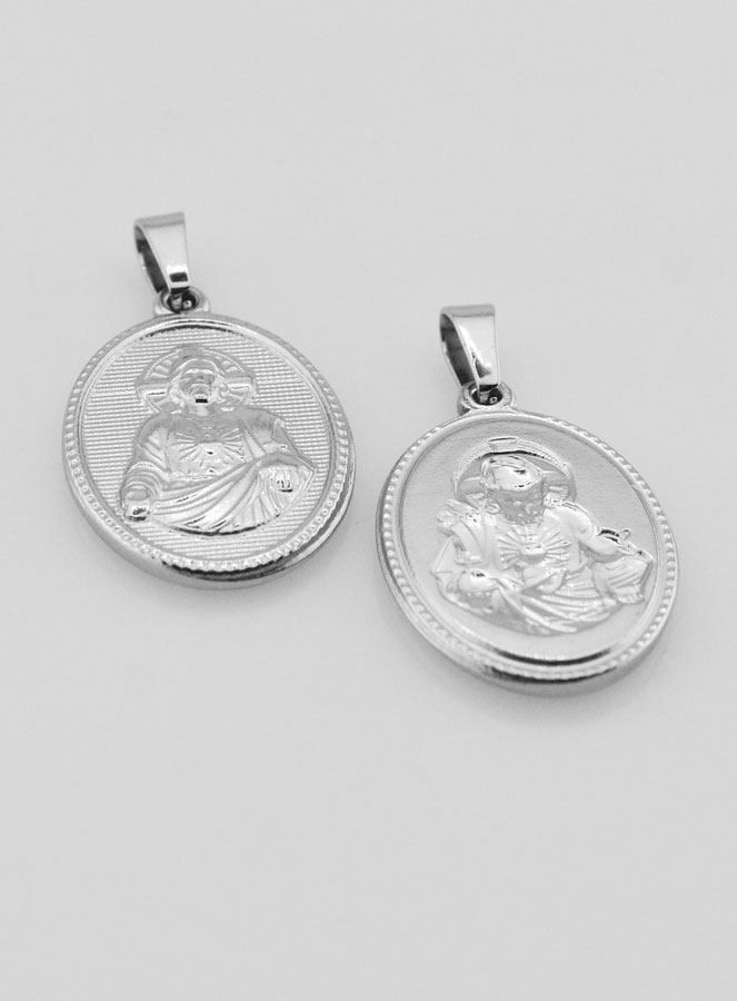 Médaille Sacré Coeur de Jésus en Acier Inoxydable - 21mm (pic 2)
