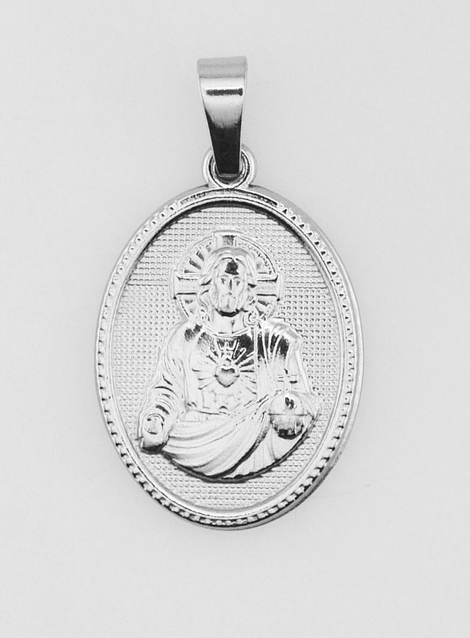Médaille Sacré Coeur de Jésus en Acier Inoxydable - 21mm (pic 3)