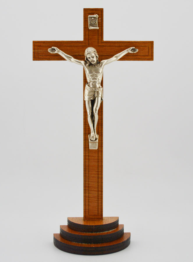 Crucifix en bois et Christ Argenté - 16 cm (pic 1)