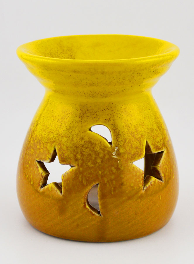 Brûleur à Huile en Céramique Ajourée - Jaune (pic 1)