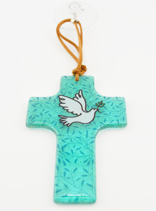 Croix Enfant en Verre - Colombe de la Paix 12cm (pic 2)
