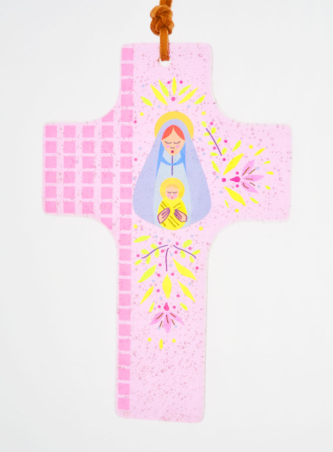 Croix Enfant en Verre Vierge à l'Enfant (pic 1)