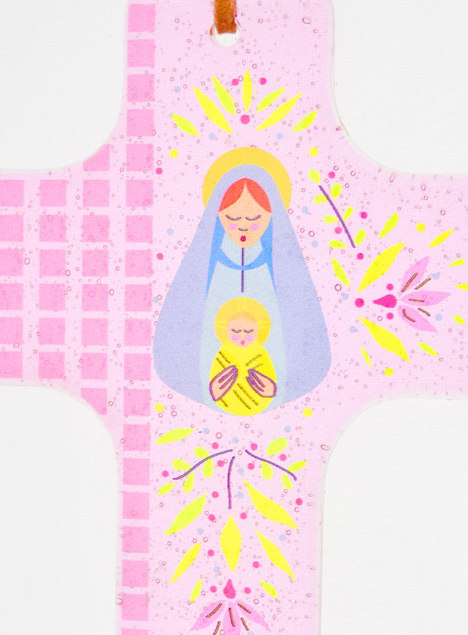 Croix Enfant en Verre Vierge à l'Enfant (pic 4)