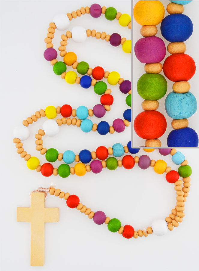 Chapelet en Bois Grains Multicolores (pic 1)