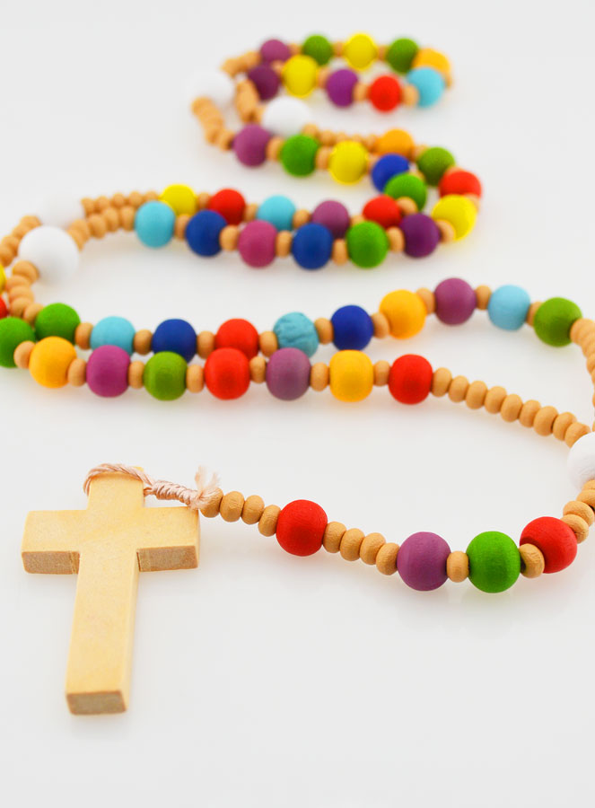 Cadeau de Communion - Chapelet en Bois Multicolore (pic 2)