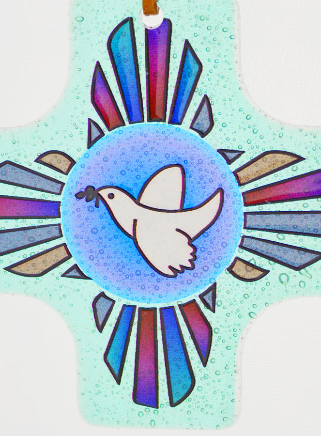 Croix Carrée en Verre 8cm - Lumière de l'Esprit Saint (pic 3)