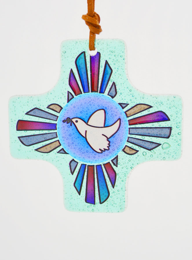 Croix Carrée en Verre 8cm - Lumière de l'Esprit Saint (pic 4)