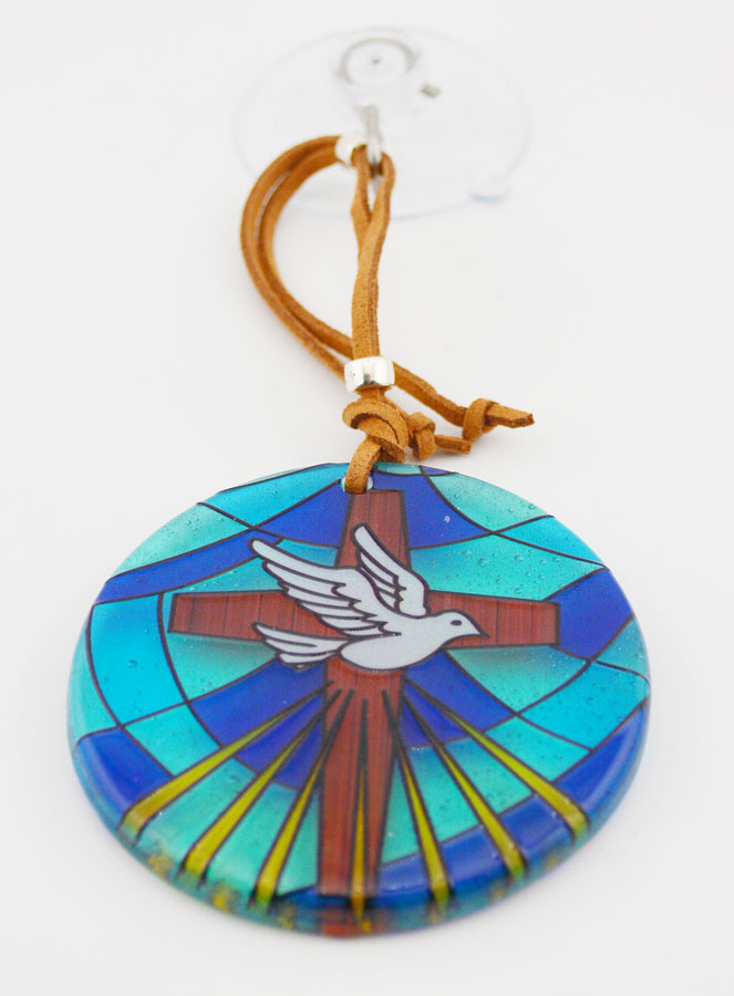 Médaillon Croix en Verre Façon Vitrail - 7cm (pic 2)