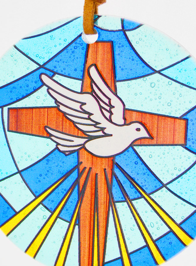 Médaillon Croix en Verre Façon Vitrail - 7cm (pic 4)