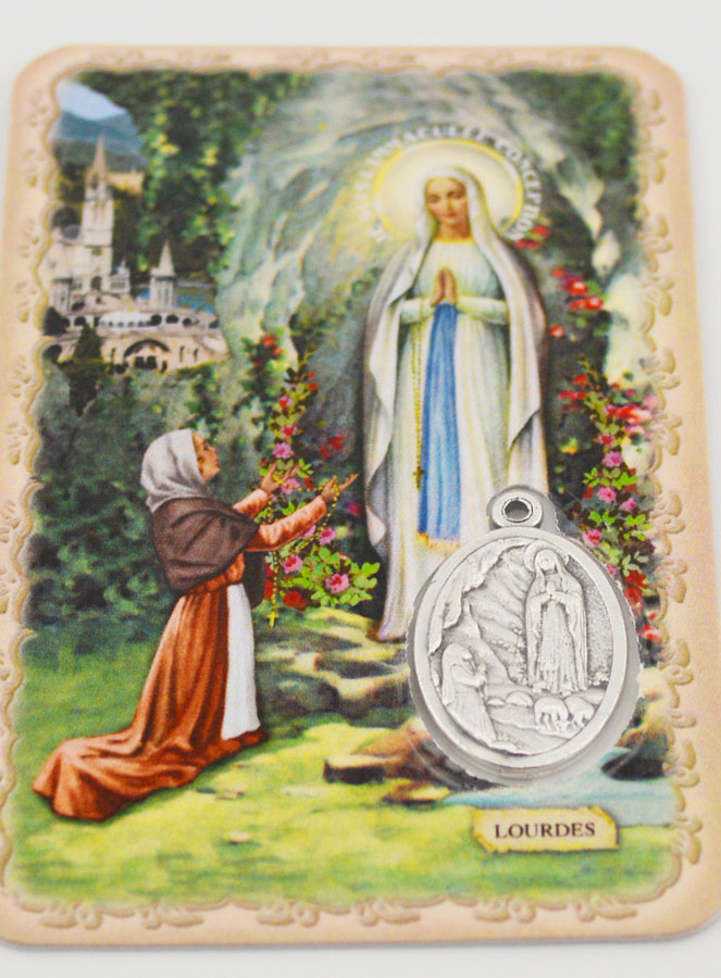 Carte de Prière & Médaille - Notre Dame de Lourdes (pic 3)
