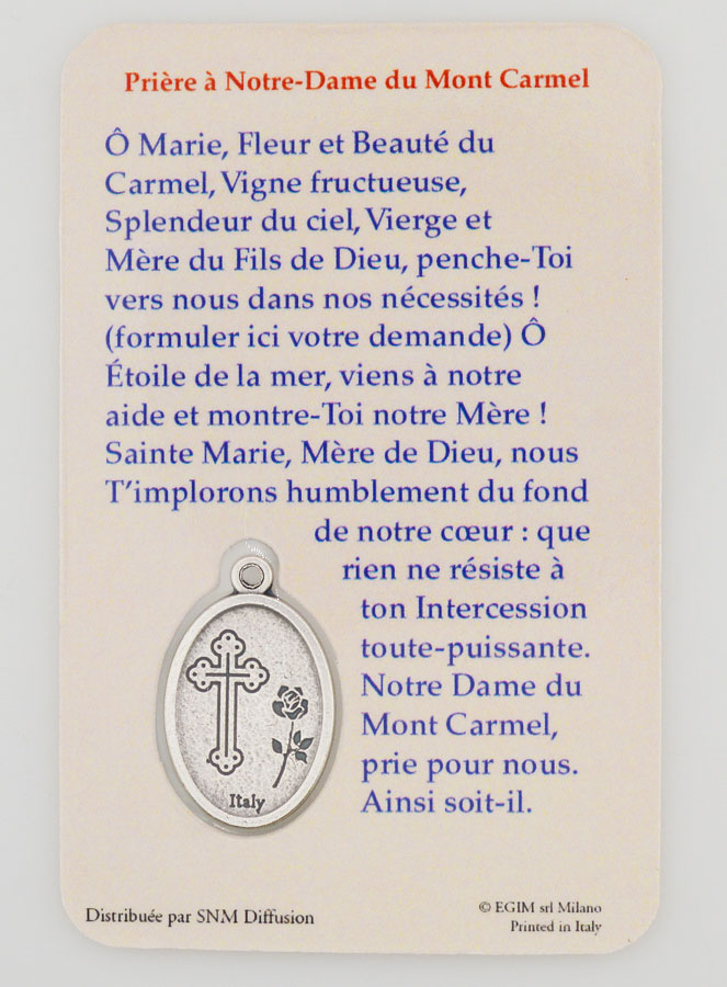 Carte de Prière & Médaille - Notre Dame du Mont Carmel (pic 2)