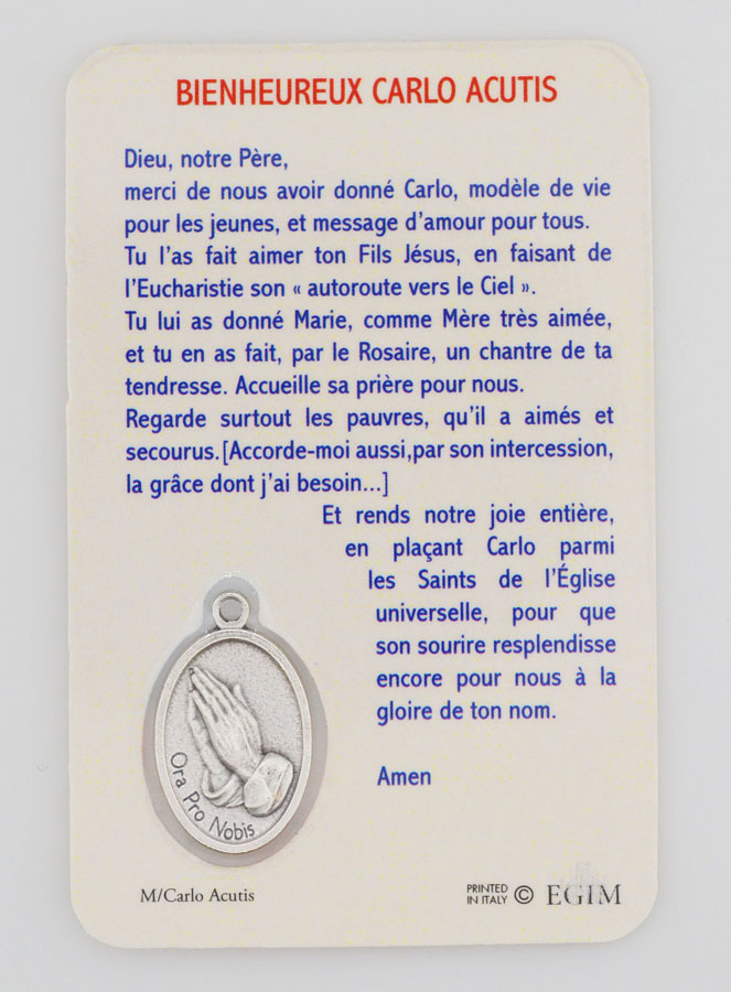 Carte de Prière & Médaille - Bienheureux Carlo Acutis (pic 2)