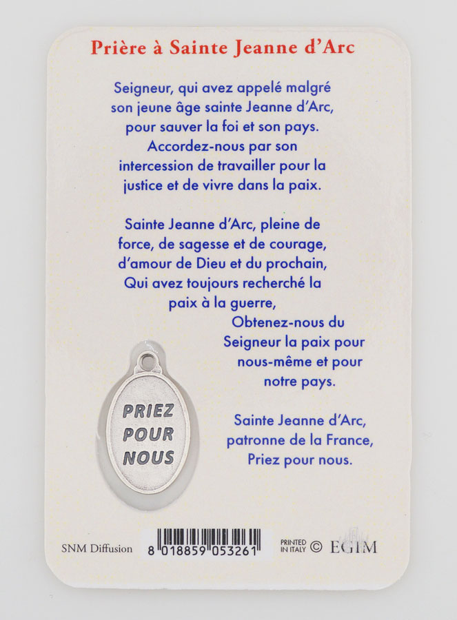 Carte de Prière & Médaille - Sainte Jeanne d'Arc (pic 2)