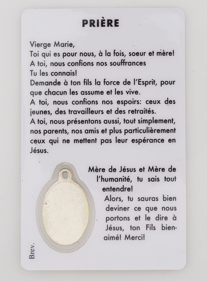 Carte De Pri re M daille Vierge Au Parasol La Boutique Des Chr tiens