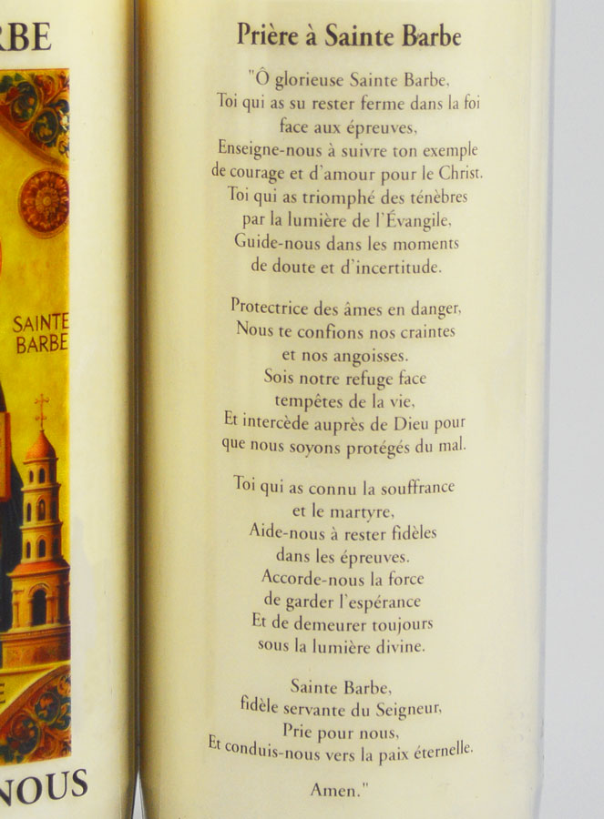 Bougie de Neuvaine Avec Prière - Sainte Barbe (pic 3)