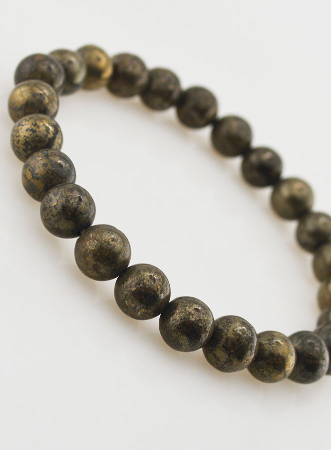 Bracelet en Pierre Naturelle de Pyrite - 8mm (pic 3)
