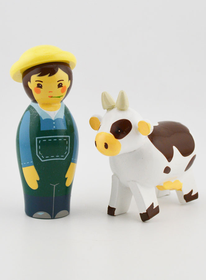 Crèche de Noël - Fermier et Vache (pic 1)