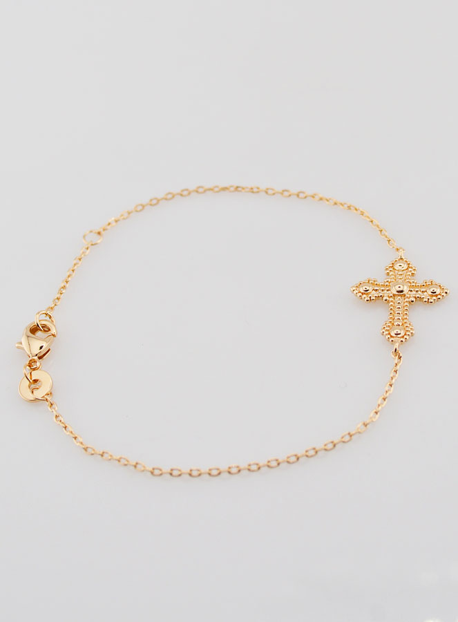 Bracelet Religieux en Plaqué Or - Croix Orthodoxe (pic 2)