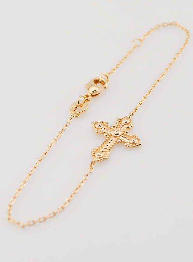 Bracelet Religieux en Plaqué Or - Croix Orthodoxe (pic 4)