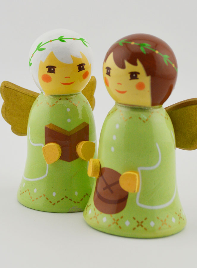 Crèche de Noël - Anges Musiciens Tambour & Livre (pic 4)
