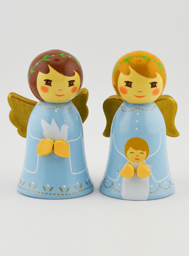 Crèche de Noël - Anges Bleus Enfant & Colombe (pic 1)