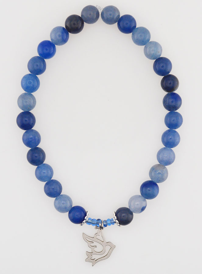 Bracelet en Pierres Naturelles d'Aventurine Bleue 6mm & Esprit Saint (pic 1)