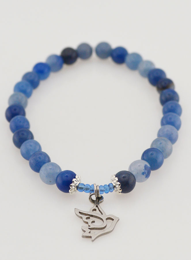 Bracelet en Pierres Naturelles d'Aventurine Bleue 6mm & Esprit Saint (pic 2)