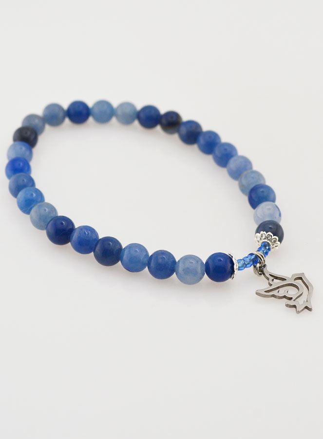 Bracelet en Pierres Naturelles d'Aventurine Bleue 6mm & Esprit Saint (pic 3)