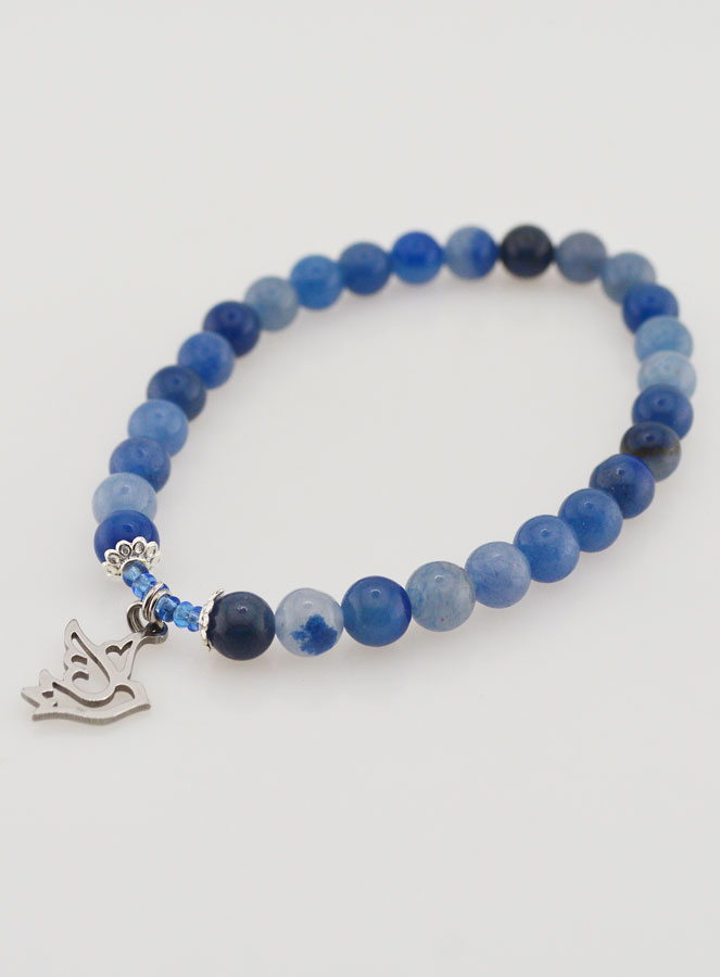 Bracelet en Pierres Naturelles d'Aventurine Bleue 6mm & Esprit Saint (pic 4)