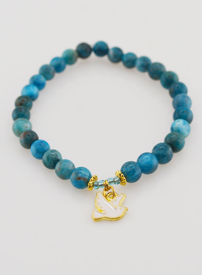 Bracelet en Pierre Naturelle d'Apatite 6mm & Esprit Saint (pic 2)